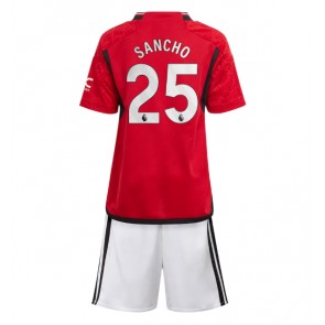 Manchester United Jadon Sancho #25 Hjemmebanesæt Børn 2023-24 Kort ærmer (+ korte bukser)